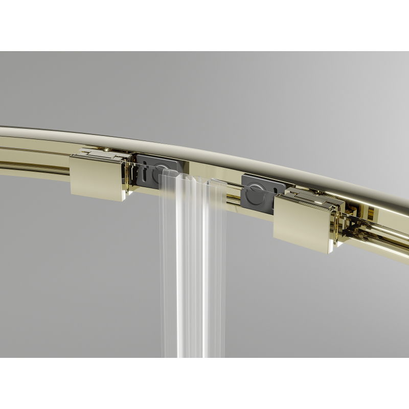 Mexen Exo pusapvalė dušo kabina stumdoma 80 x 80 cm, skaidri, auksinė - 8132-080-080-50-00