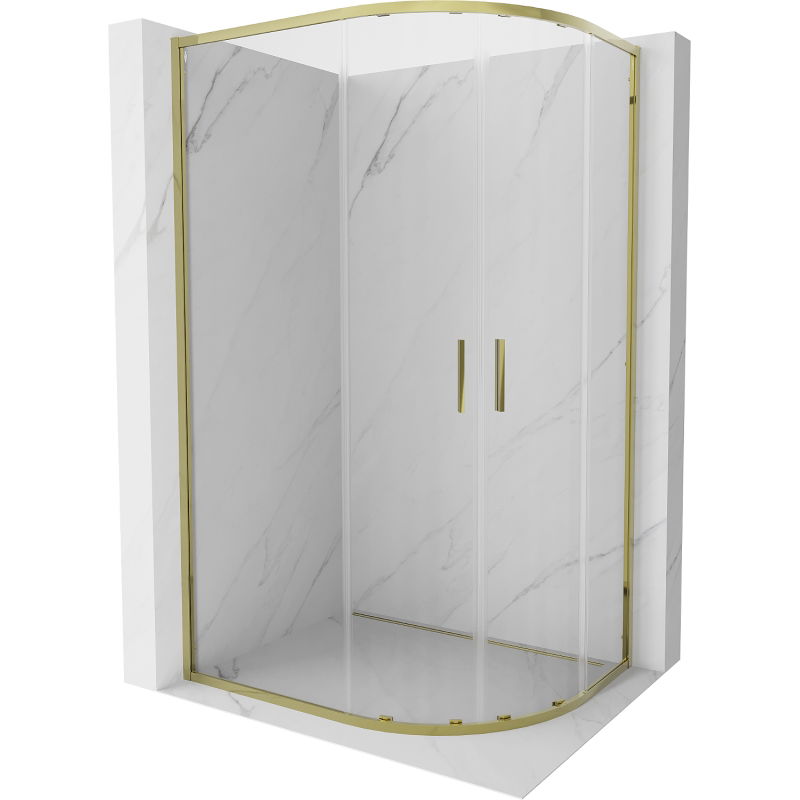 \Mexen Exo pusiau apvalus stumdomas dušo kabina 90 x 80 cm, permatoma, auksinė - 8132-090-080-50-00