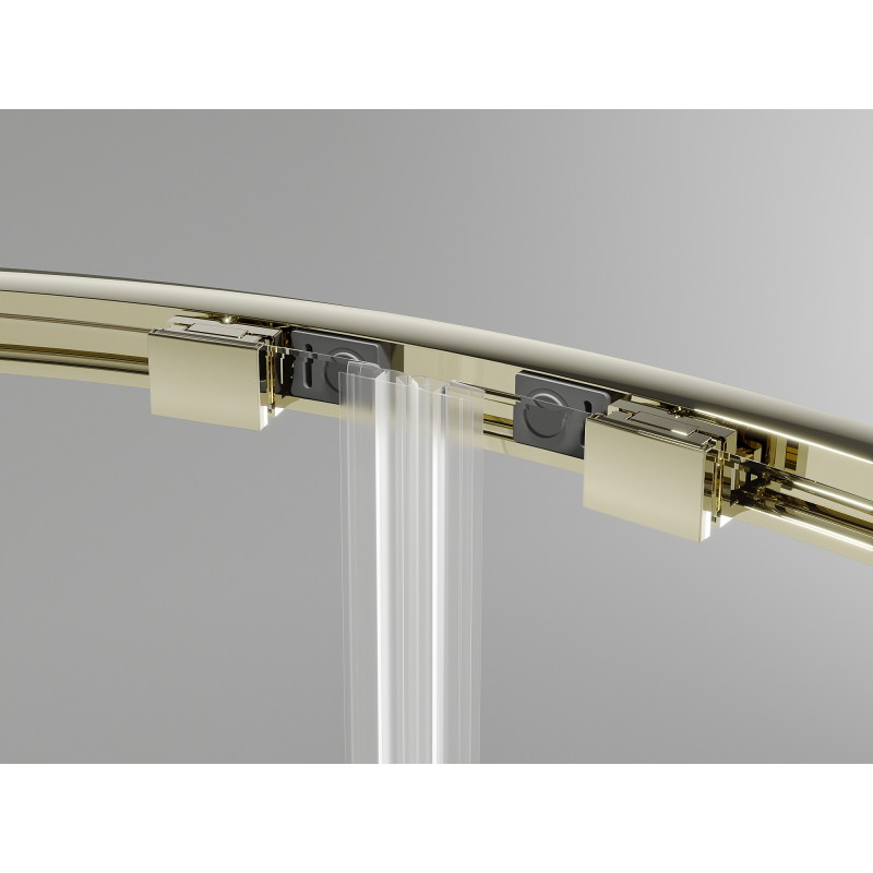 Mexen Exo pusapvalė slankiojanti dušo kabina 100 x 100 cm, skaidri, auksinė - 8132-100-100-50-00