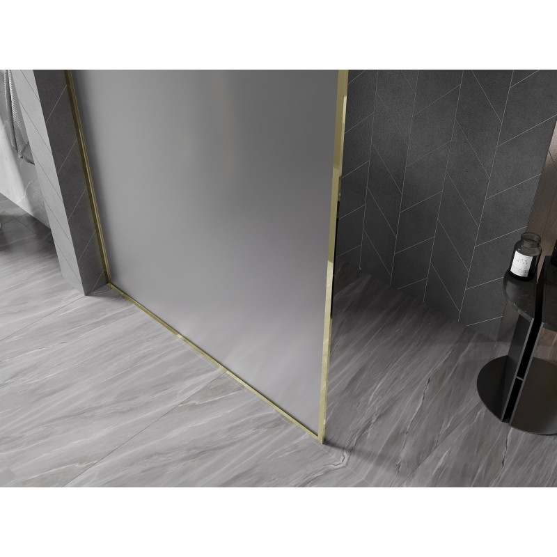 Mexen Kioto-F dušo siena Walk-in su rėmeliu 120 x 202 cm, matinė 8 mm, auksinė - 800-120-104-50-30