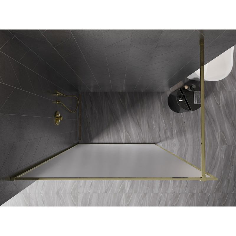 Mexen Kioto-F dušo siena Walk-in su rėmeliu 120 x 202 cm, matinė 8 mm, auksinė - 800-120-104-50-30