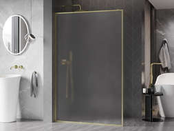 Mexen Kioto-F Dušo sienelė Walk-in su rėmu 90 x 202 cm, matinė 8 mm, auksinis šlifuotas - 800-090-104-55-30