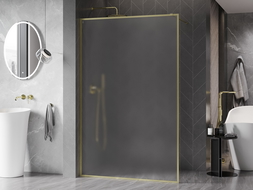 Mexen Kioto-F Dušo siena Walk-in su rėmu 140 x 202 cm, matinis, 8 mm, aukso šlifuota - 800-140-104-55-30