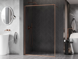 Mexen Kioto-F Walk-in dušo sienelė su rėmu 110 x 202 cm, skaidri, 8 mm, šlifuota varis - 800-110-104-65-00