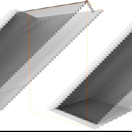 Mexen Kioto-F Dušo sienelė Walk-in su rėmu 120 x 202 cm, grafitas 8 mm, šlifuotas varis - 800-120-104-65-40