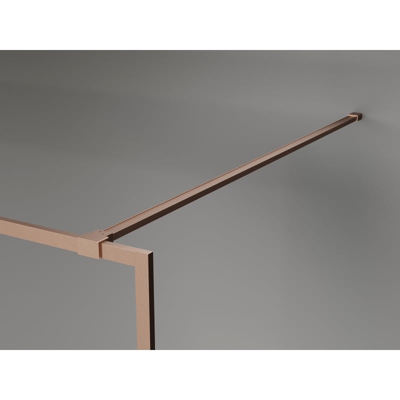 Mexen Kioto-F dušo siena Walk-in su rėmu 130 x 202 cm, grafitas 8 mm, šlifuotas varis - 800-130-104-65-40