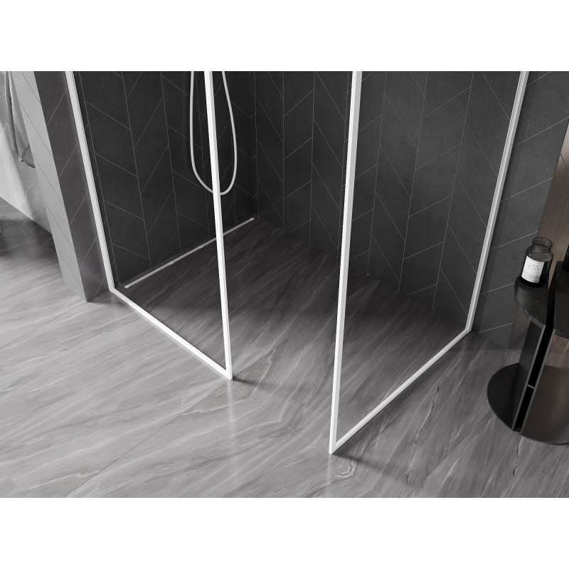 Mexen Kioto-F Dušo sienelė Walk-in su rėmu 115 x 110 cm, skaidri 8 mm, balta - 800-115-202-04-20-110