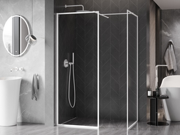 Mexen Kioto-F Dušo sienelė Walk-in su rėmu 115 x 110 cm, skaidri 8 mm, balta - 800-115-202-04-20-110