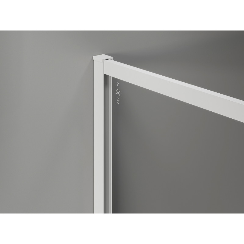 Mexen Kioto-F Dušo sienelė Walk-in su rėmu 115 x 110 cm, skaidri 8 mm, balta - 800-115-202-04-20-110