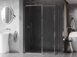 Mexen Kioto-F Dušo sienelė Walk-in su rėmu 85 x 70 cm, skaidrus 8 mm, chromas - 800-085-202-04-00-070