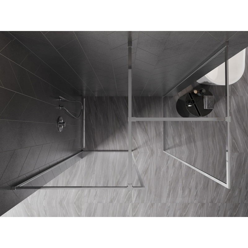 Mexen Kioto-F Dušo sienelė Walk-in su rėmu 85 x 70 cm, skaidrus 8 mm, chromas - 800-085-202-04-00-070