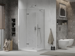 Mexen Lima sulankstoma dušo kabina 70 x 100 cm, Skaidrus, Chromo + dušo padėklas Flat - 856-070-100-01-00-4010
