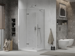 Mexen Lima dušo kabina sulankstoma 80 x 90 cm, skaidri, chromuota + padėklas Flat - 856-080-090-01-00-4010