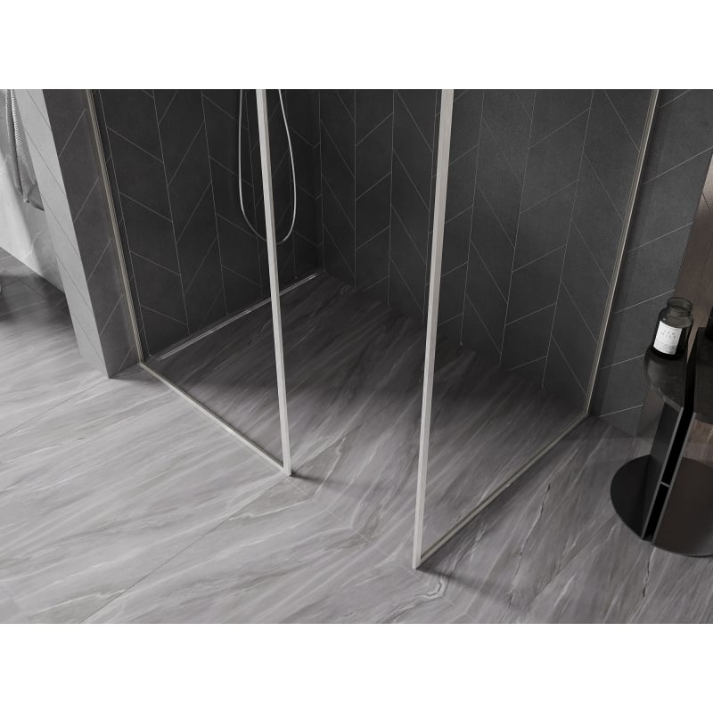 Mexen Kioto-F Dušo sienelė Walk-in su rėmu 125 x 90 cm, skaidri 8 mm, šlifuotas nikelis - 800-125-202-04-97-090