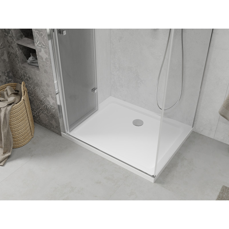 Mexen Lima sulankstoma dušo kabina 70 x 90 cm, permatomas, chrom + Flat dušo padėklas - 856-070-090-01-00-4010