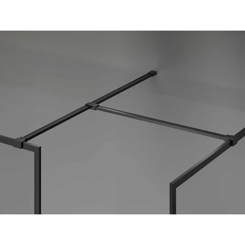 Mexen Kioto-F dušo sienelė Walk-in su rėmu 130 x 75 cm, skaidri 8 mm, juoda - 800-130-202-04-70-075