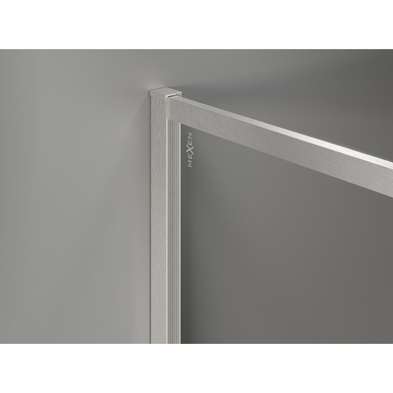 Mexen Kioto-F dušo sienelė Walk-in su rėmu 135 x 110 cm, permatoma 8 mm, šlifuotas nikelis - 800-135-202-04-97-110