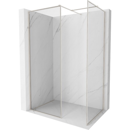 Mexen Kioto-F dušo sienelė Walk-in su rėmu 135 x 110 cm, permatoma 8 mm, šlifuotas nikelis - 800-135-202-04-97-110
