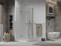 Mexen Lima Duo sulankstoma dušo kabina 70 x 70 cm, Skaidrus, Chromo + dušo padėklas Flat - 856-070-070-01-02-4010