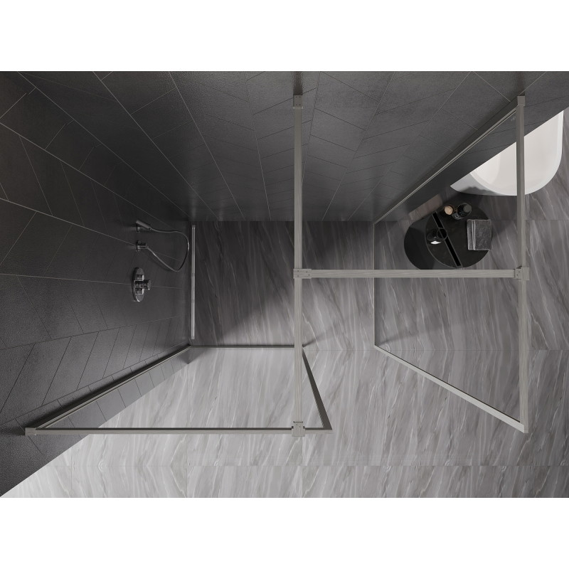 Mexen Kioto-F Dušo sienelė Walk-in su rėmeliu 115 x 90 cm, skaidrus 8 mm, šlifuotas nikelis - 800-115-202-04-97-090