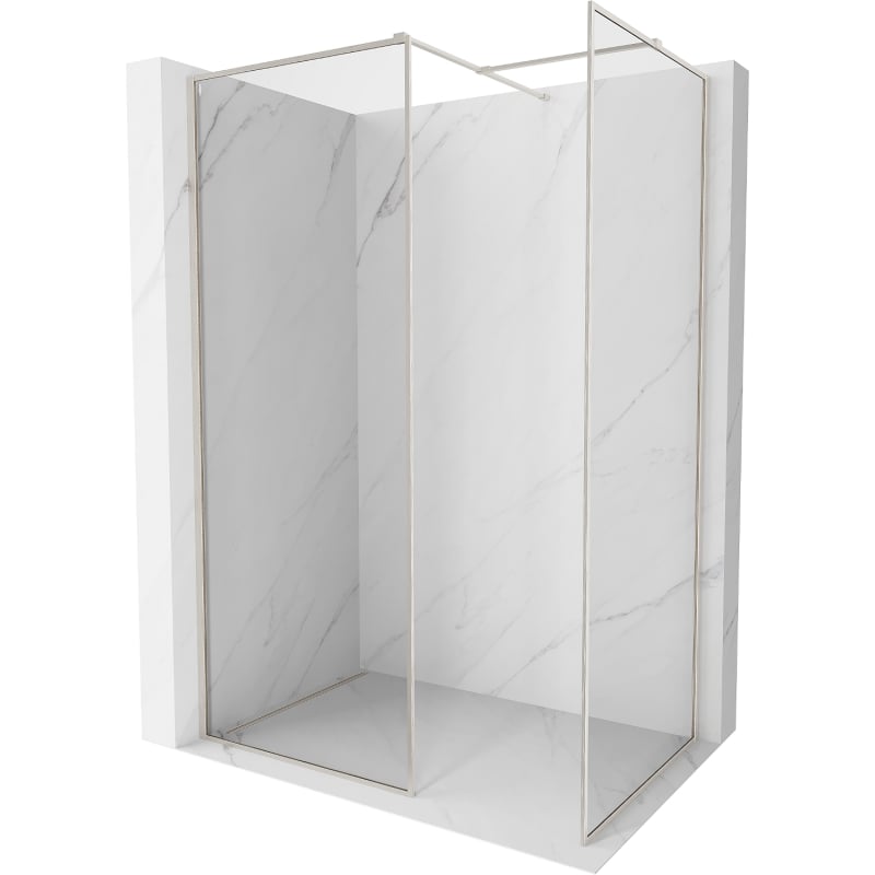 Mexen Kioto-F Dušo siena Walk-in su rėmu 170 x 115 cm, skaidri 8 mm, šepečiu poliruotas nikelis - 800-170-202-04-97-115
