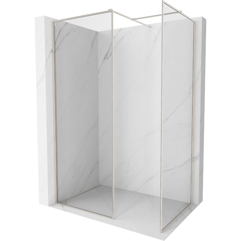 Mexen Kioto-F Dušo sienelė Walk-in su rėmu 160 x 120 cm, 8 mm skaidri, šlifuotas nikelis - 800-160-202-04-97-120