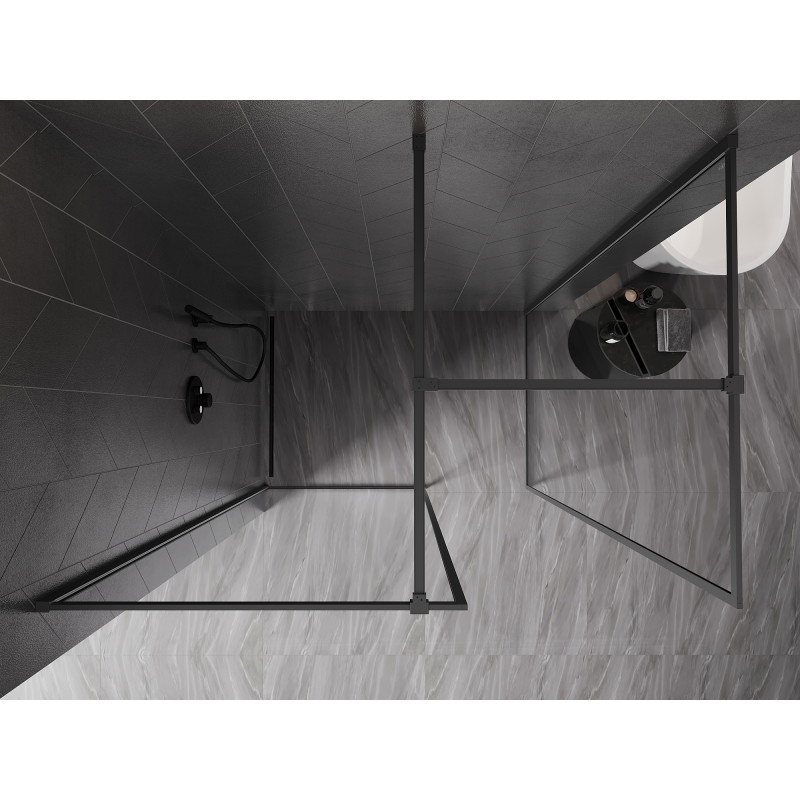 Mexen Kioto-F Dušo siena Walk-in su rėmeliu 160 x 80 cm, skaidri 8 mm, gun metalas - 800-160-202-04-95-080