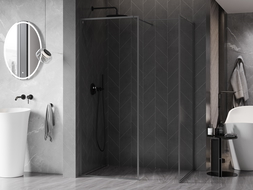 Mexen Kioto-F Dušo siena Walk-in su rėmu 130 x 85 cm, skaidrus 8 mm, ginklo metalas - 800-130-202-04-95-085