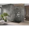 Mexen Omega stumdoma dušo kabina 100 x 80 cm, Skaidrus, Chromo + dušo padėklas Flat, Juoda - 825-100-080-01-00-4070