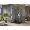 Mexen Omega stumdoma dušo kabina 100 x 80 cm, Skaidrus, Chromo + dušo padėklas Flat, Juoda - 825-100-080-01-00-4070