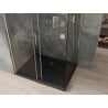 Mexen Omega stumdoma dušo kabina 100 x 80 cm, Skaidrus, Chromo + dušo padėklas Flat, Juoda - 825-100-080-01-00-4070
