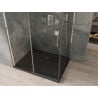 Mexen Omega stumdoma dušo kabina 100 x 80 cm, Skaidrus, Chromo + dušo padėklas Flat, Juoda - 825-100-080-01-00-4070