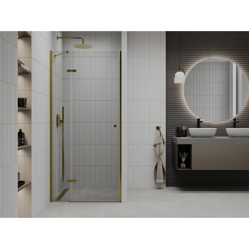 Mexen Roma 70 cm varstomos dušo durys, permatomos, auksinės - 854-070-000-50-00