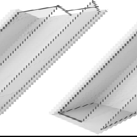 Mexen Kioto-F dušo sienelė Walk-in su rėmu 100 x 100 cm, permatoma 8 mm, šepetuota pilka - 800-100-202-04-66-100