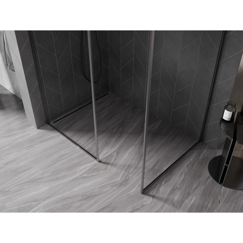 Mexen Kioto-F Dušo siena Walk-in su rėmu 120 x 105 cm, skaidri 8 mm, šepečiu nudažyta ginklų pilka - 800-120-202-04-66-105