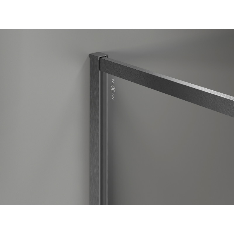 Mexen Kioto-F Dušo siena Walk-in su rėmu 120 x 105 cm, skaidri 8 mm, šepečiu nudažyta ginklų pilka - 800-120-202-04-66-105