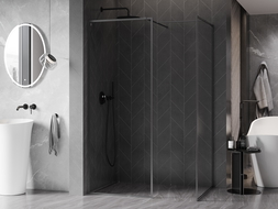 Mexen Kioto-F dušo sienelė Walk-in su rėmu 140 x 110 cm, skaidrus 8 mm, šlifuotas pilkas pistoletas - 800-140-202-04-66-110
