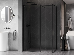 Mexen Kioto-F dušo sienelė Walk-in su rėmu 135 x 100 cm, permatoma 8 mm, juoda - 800-135-202-04-70-100