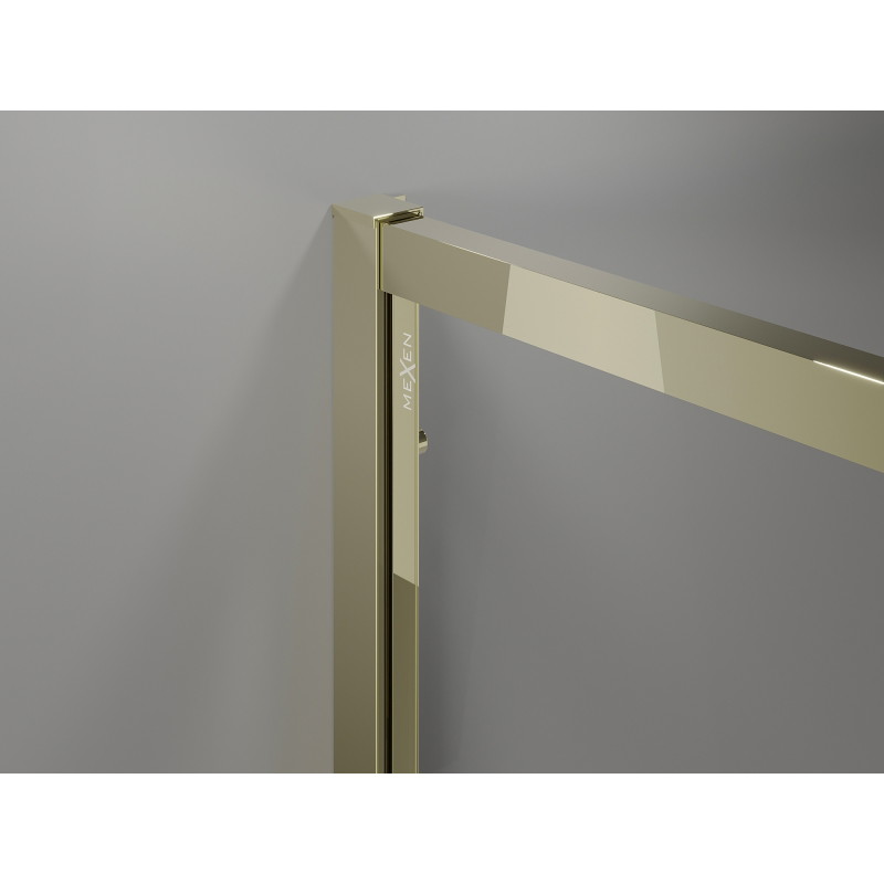 Mexen Exo dušo kabina, kurios matmenys yra 125 x 70 cm, permatoma, aukso spalvos - 819-125-070-50-00