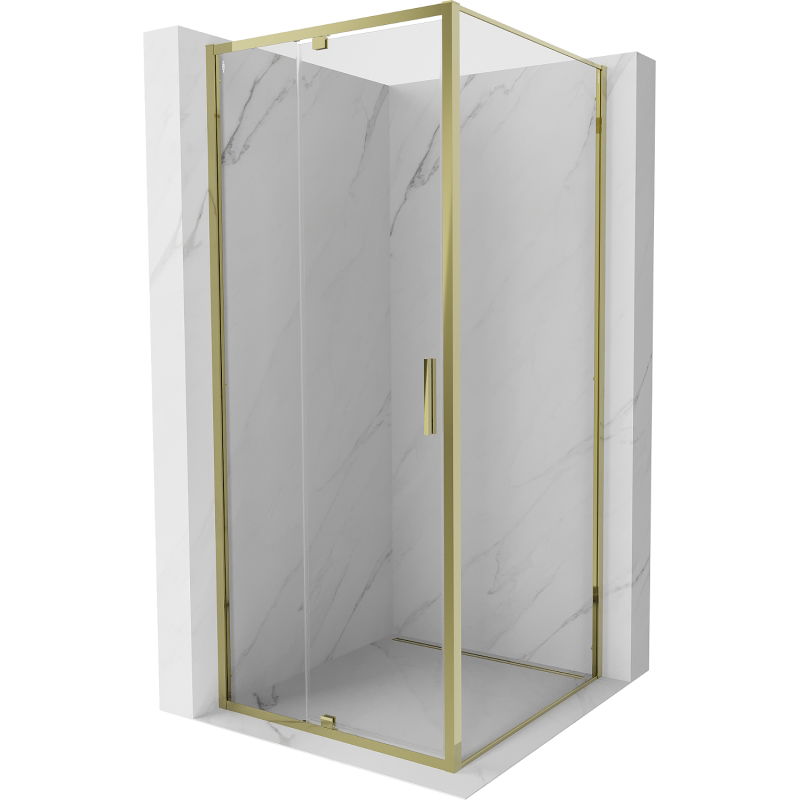 Mexen Exo atveriama dušo kabina 90 x 90 cm, permatoma, auksinė - 819-090-090-50-00