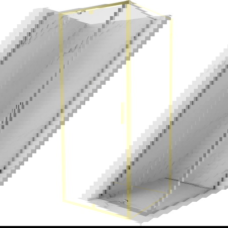 Mexen Exo atveriamas dušo kabina 90 x 90 cm, permatomas, auksinis - 819-090-090-50-00