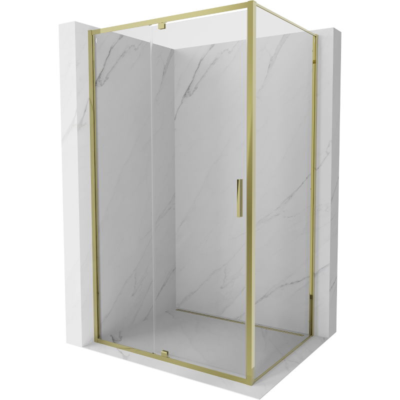 Mexen Exo atveriamųjų durų dušo kabina 125 x 90 cm, skaidrus, auksinis - 819-125-090-50-00