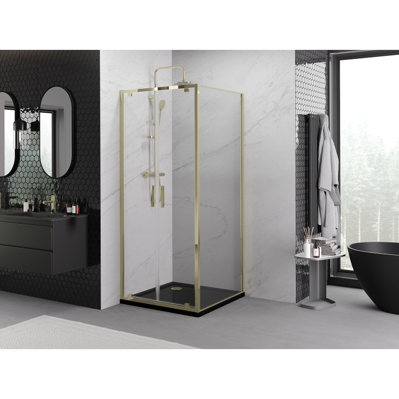 Mexen Exo-BR Duo atveriamas dušo kabinas 70 x 70 cm, skaidrus, auksinis - 8182-070-070-50-00