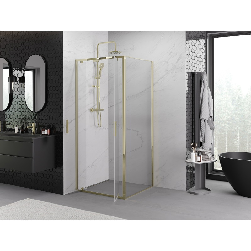 Mexen Exo-BR Duo atveriamas dušo kabinas 70 x 70 cm, skaidrus, auksinis - 8182-070-070-50-00