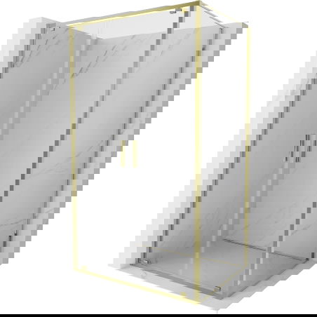 Mexen Exo dušo kabina su atveriamomis durimis 100 x 85 cm, permatoma, auksinė - 8182-100-085-50-00