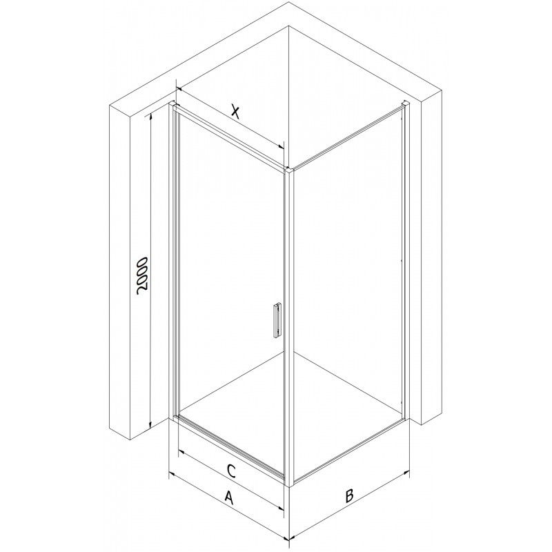 Mexen Exo varstoma dušo kabina 75 x 75 cm, skaidri, auksinė - 817-075-075-50-00