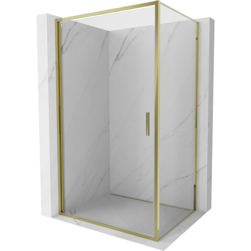 Mexen Exo dušo kabina su berėmėmis durimis 70 x 85 cm, permatoma, auksinė - 817-070-085-50-00