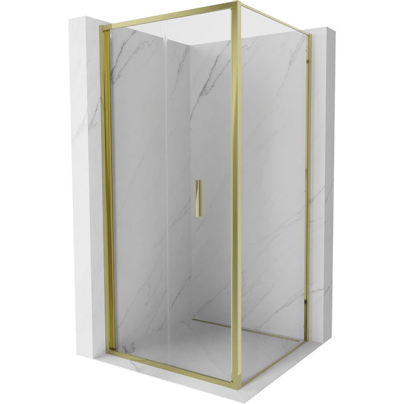 Mexen Exo sulankstoma dušo kabina 70 x 70 cm, skaidri, auksinė - 816-070-070-50-00