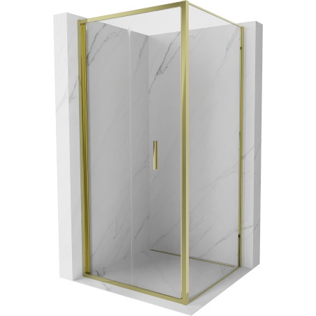 Mexen Exo-F sulankstoma dušo kabina 90 x 90 cm, skaidri, auksinė - 816-090-090-50-00