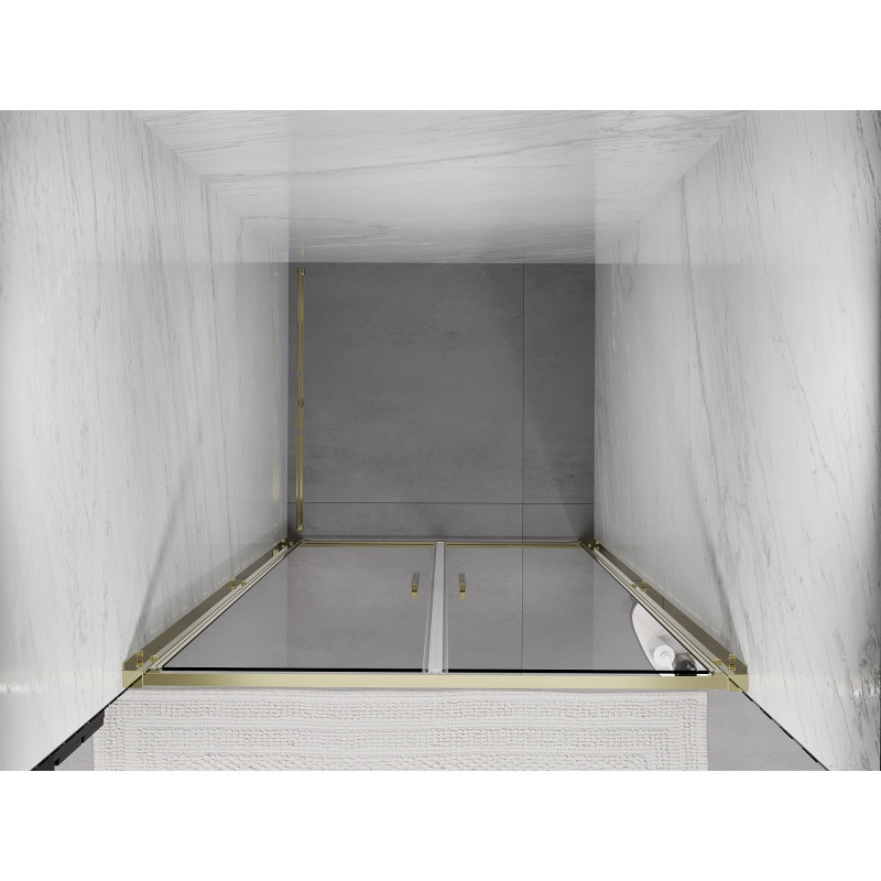 Mexen Exo-B Duo dvivėrės dušo durys 80 cm, skaidrios, auksinės - 814-080-000-50-00